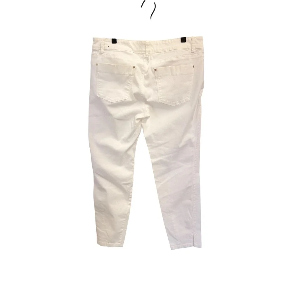White House Black Market Skimmer White Cropped Denim Jeans Size 10 Mid Rise - Picture 4 of 11